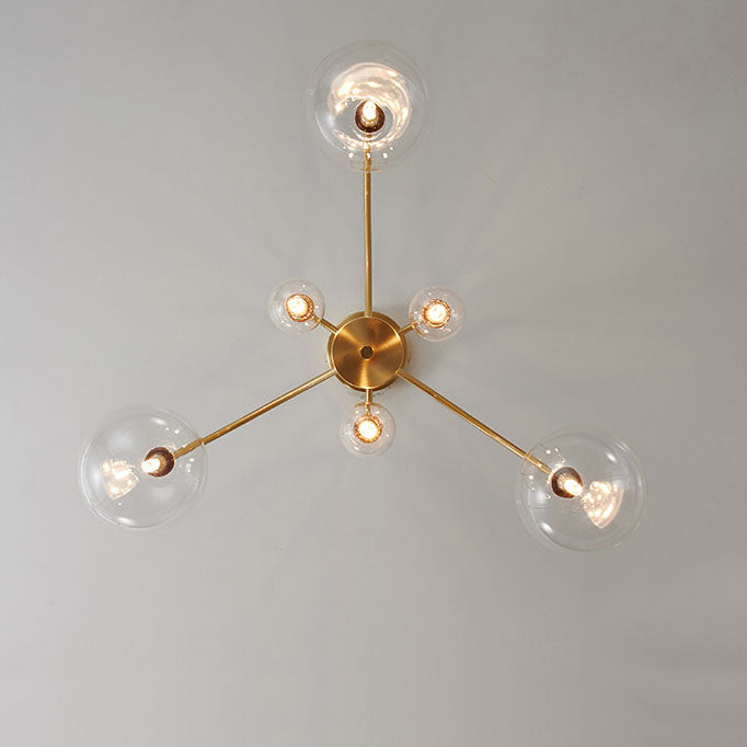 Modern Minimalist Glass Bubble Ball Brass 4/6/8 Light Chandelier