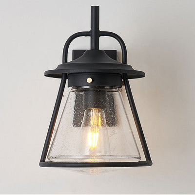Waterproof Glass Cone Shade 1-Light Outdoor Wall Sconce Lamp