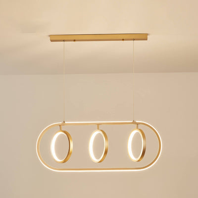 Modern Minimalist Golden Round Oval Iron LED Chandelier