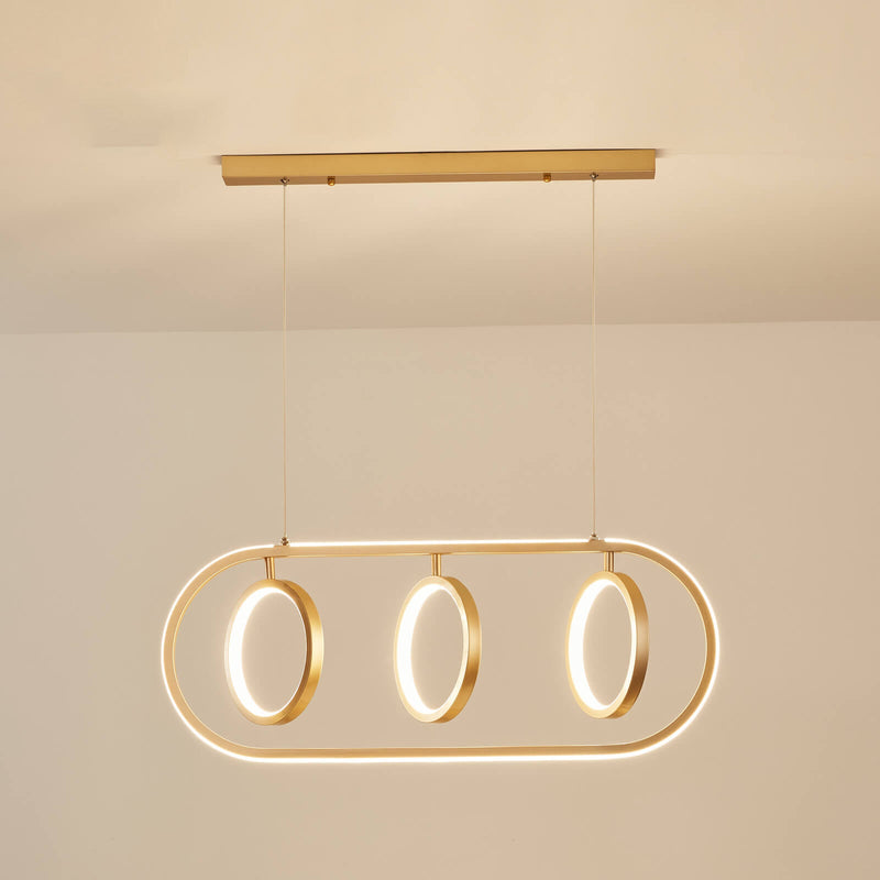 Modern Minimalist Golden Round Oval Iron LED Chandelier