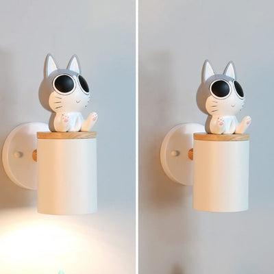 Creative Cartoon Cat Cylinder 1-Light Wall Sconce Lamp