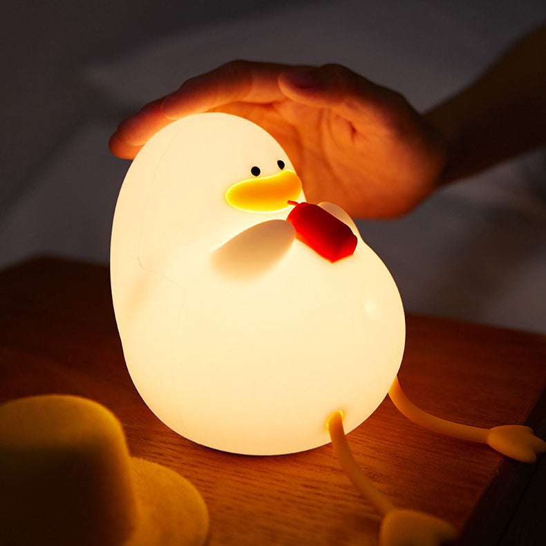 Lampe de table LED Creative Cartoon Silicone Canard Pat Veilleuse 