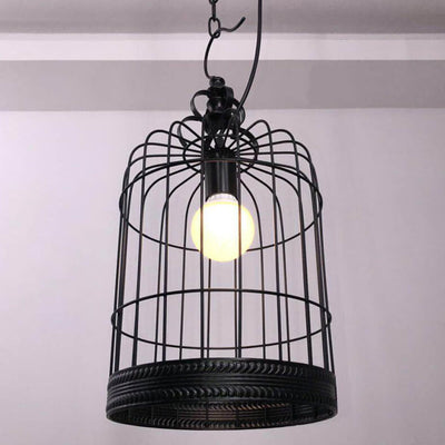 Industrial Vintage Iron Birdcage Design 1-Light Pendant Light