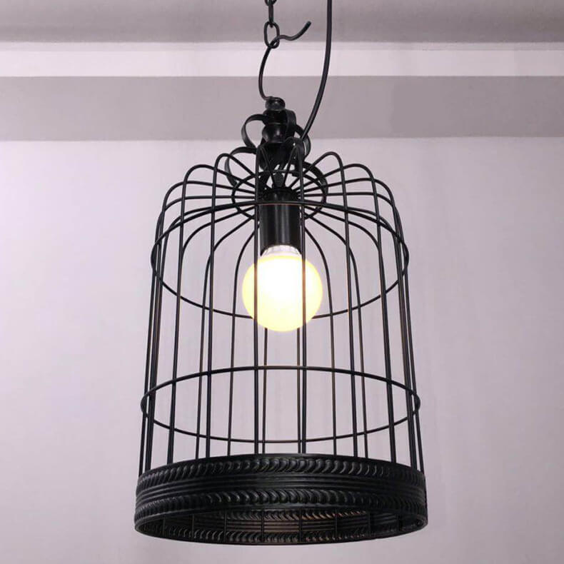 Industrial Vintage Iron Birdcage Design 1-Light Pendant Light