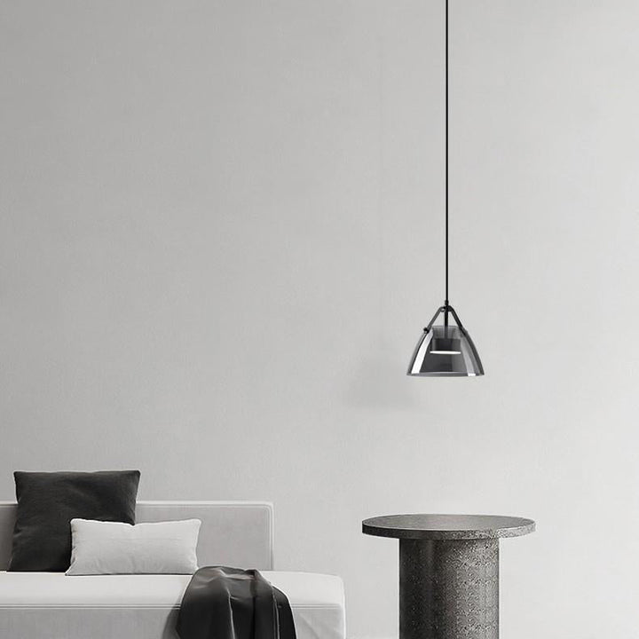 Contemporary Scandinavian Glass Conical Shade LED Island Light Chandelier For Dining Room