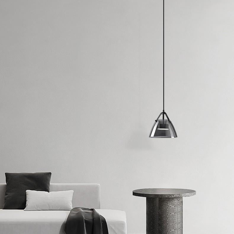 Contemporary Scandinavian Glass Conical Shade LED Island Light Chandelier For Dining Room