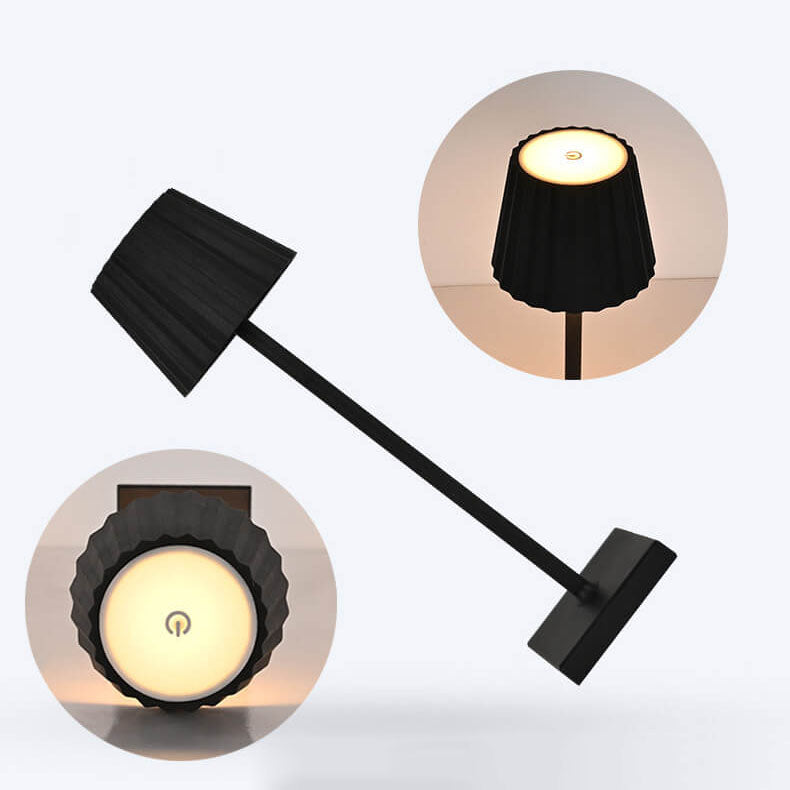 Modern Minimalist Aluminum Pleated Cone LED Touch USB Table Lamp For Study