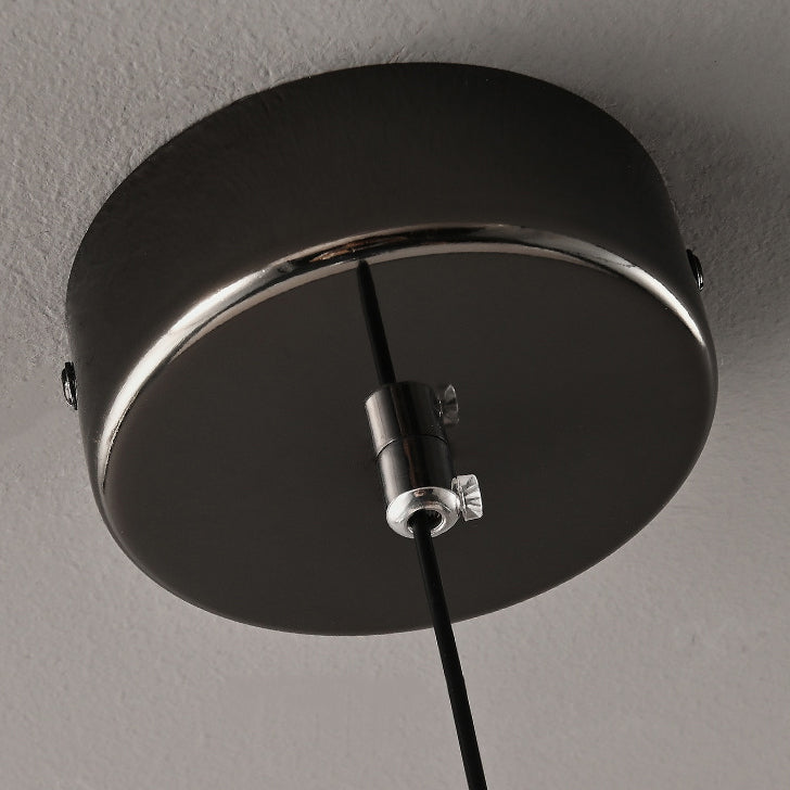 Italian Minimalist Glass Round Metal 1/2 Light Chandelier