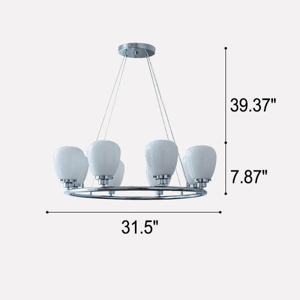 Nordic White Glass Magic Bean Circle Ring 1/3/5/8 Light Chandelier