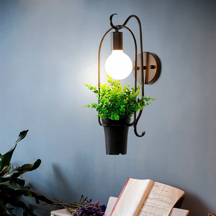 Nordic Creative Plant Potted Iron 1-Light Wall Sconce Lamp