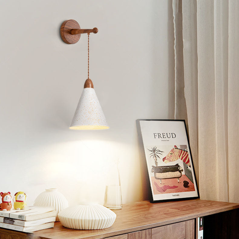 Lámpara Aplique de Pared de 1 Luz de Hierro Cónico Tradicional Japonés para Dormitorio 