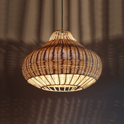 Südostasien Creative Rattan 1-Licht Pendelleuchte 