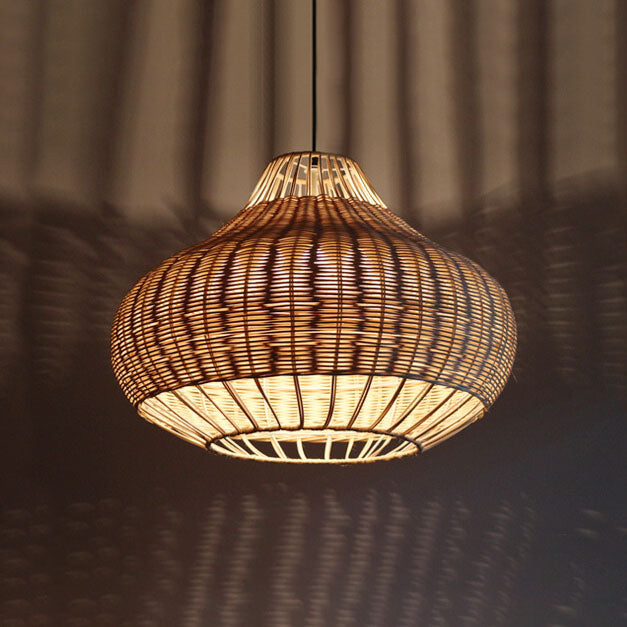 Südostasien Creative Rattan 1-Licht Pendelleuchte 