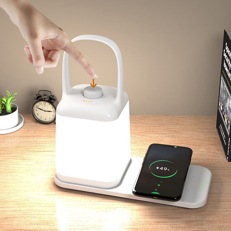 Lampe de Table LED Rechargeable Sans Fil en ABS Portable avec Bocal Carré Créatif 