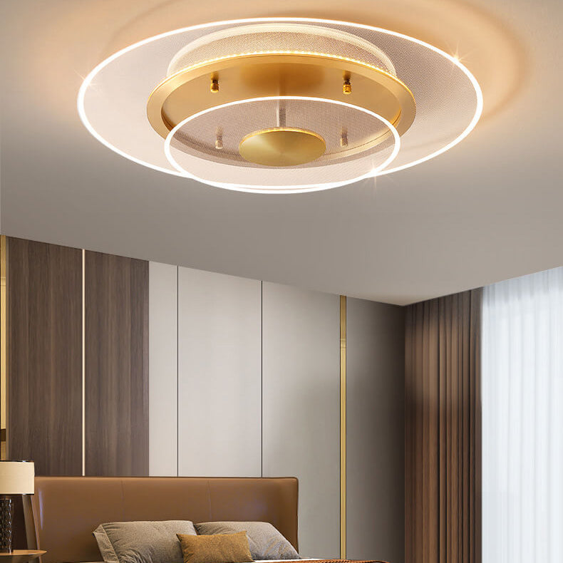 Modern Light Luxury Round Acrylic Gold LED Flush Mount Ceiling Light