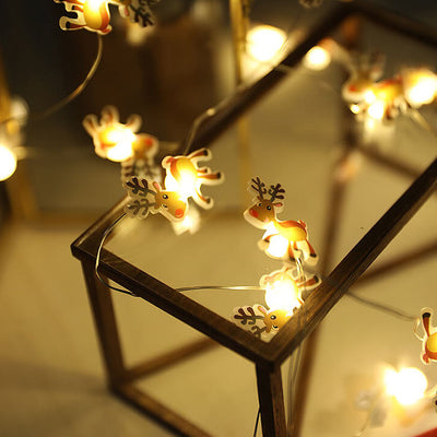 Décoration de Noël Élan Bonhomme de Neige Lumières à LED en Fil de Cuivre 