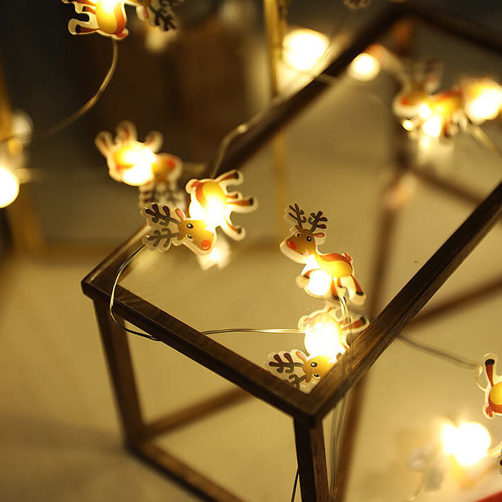 Décoration de Noël Élan Bonhomme de Neige Lumières à LED en Fil de Cuivre 