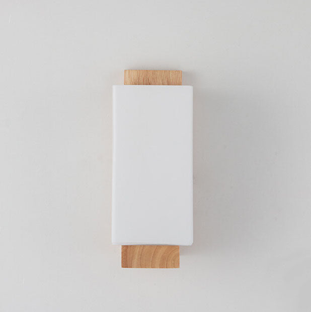 Modern Minimalist Solid Wood Square Glass Column 1-Light Wall Sconce Lamp