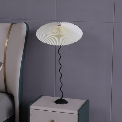 Vintage Danish Pleated Umbrella Bend Base 1-Light Table Lamp