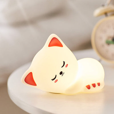Luz Nocturna de Gato Creativo USB de Silicona Lámpara de Escritorio con Aplauso 