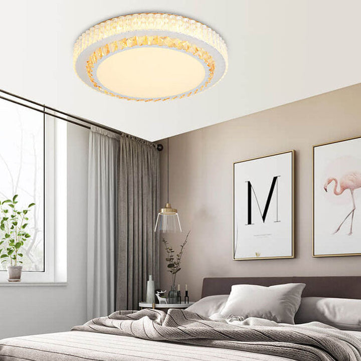 Modern Minimalist Round Acrylic Crystal LED Flush Mount Lighting