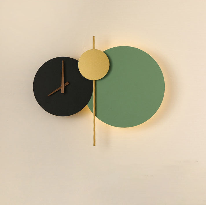 Moderne minimalistische runde Eisen-Acryl-LED-Uhr-Wandleuchte 