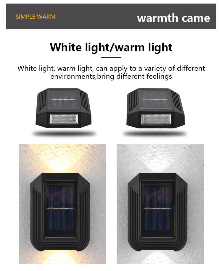 Modern Minimalist Rectangular Plastic LED Solar Outdoor Waterproof Wall Sconce Lamp For Outdoor
