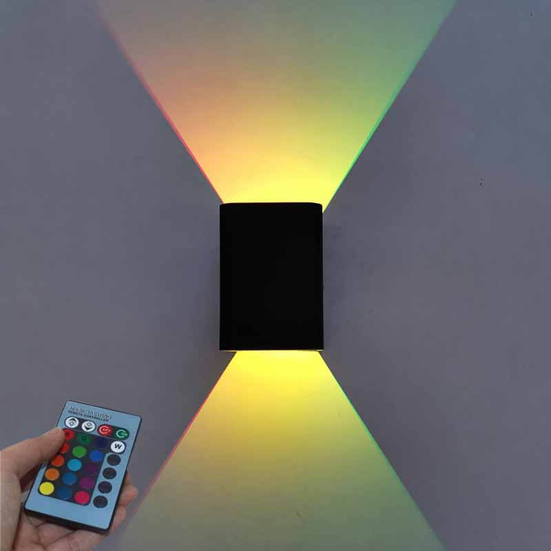 مصباح حائطي LED RGB من الألومنيوم المربع الحديث 