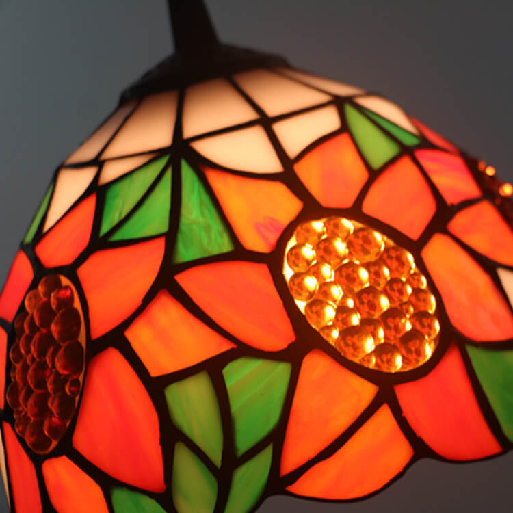 European Tiffany Sunflower Dome Stained Glass 1-Light Pendant Light