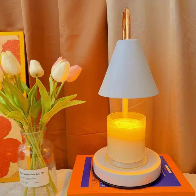 Moderne nordische Tischlampe aus Eisen in Kegelform mit Höhenverstellung, 1-flammig, zum Schmelzen von Duftwachs, für das Schlafzimmer 