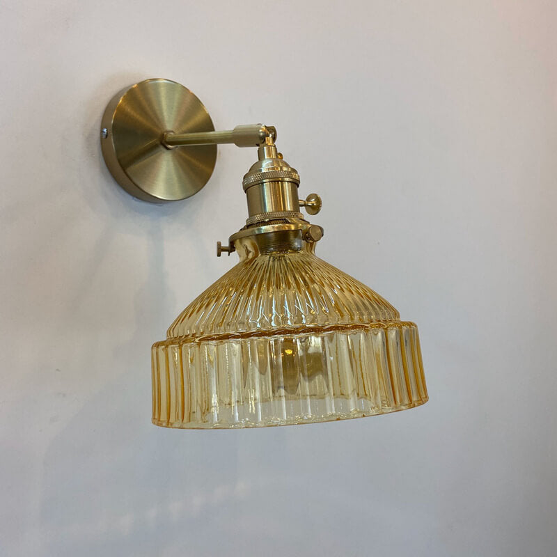 Nordic Dome Glass Shade Brass 1-Light Wall Sconce Lamp