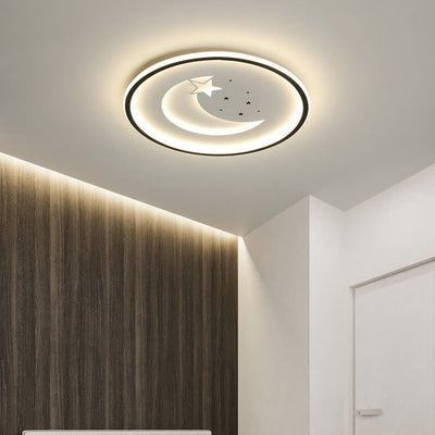 Nordic Minimalist Moon Circle Ring Slim LED Flush Mount Ceiling Light