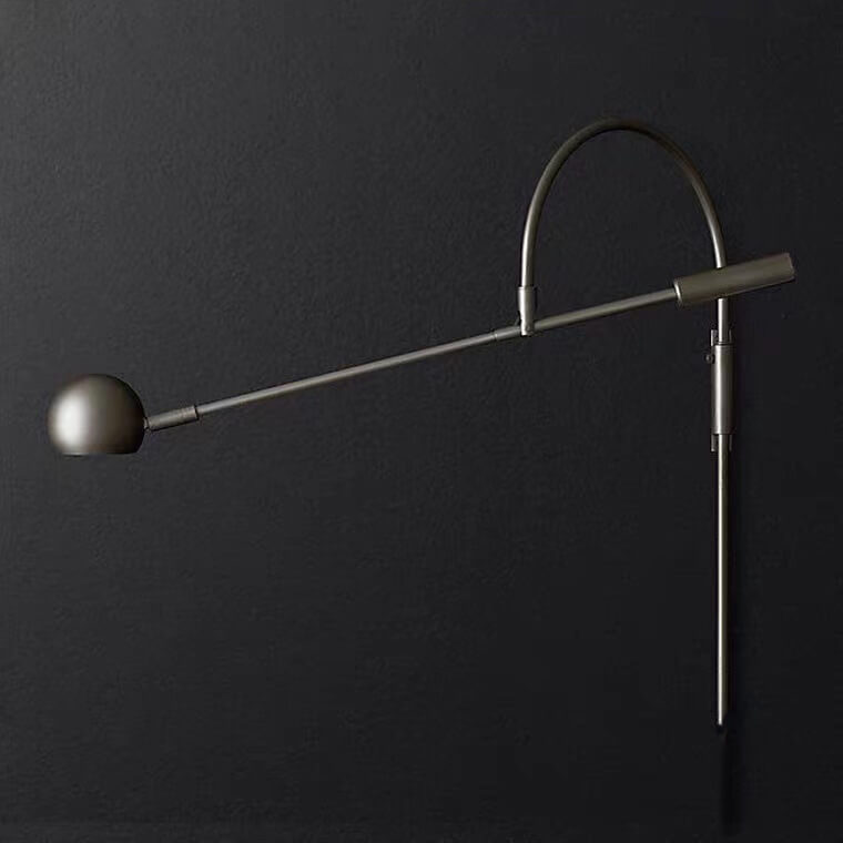Modern Minimalist Iron Rotatable Curved Arm 1-Light Wall Sconce Lamp For Living Room