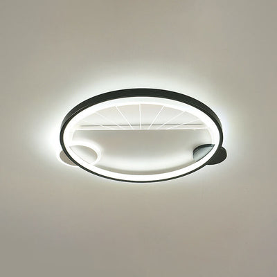 Modern Minimalist Geometric Shapes Black White Iron LED Flush Mount Light