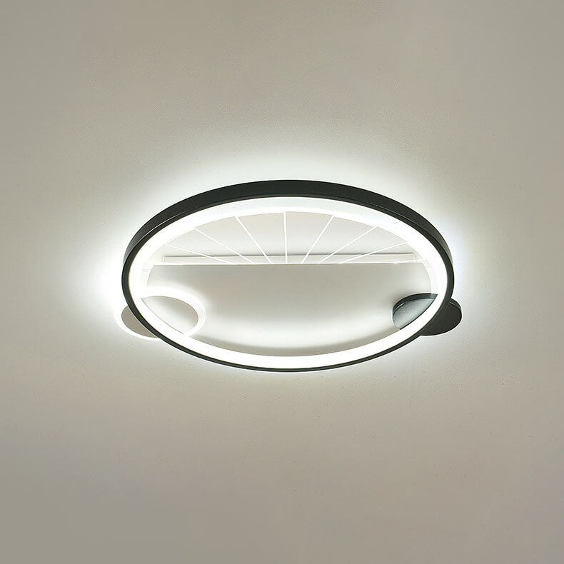 Modern Minimalist Geometric Shapes Black White Iron LED Flush Mount Light