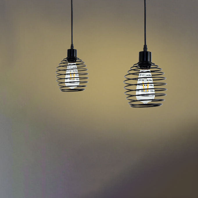 Luminaire suspendu ovale moderne et minimaliste à 1 lumière en fer noir pur 
