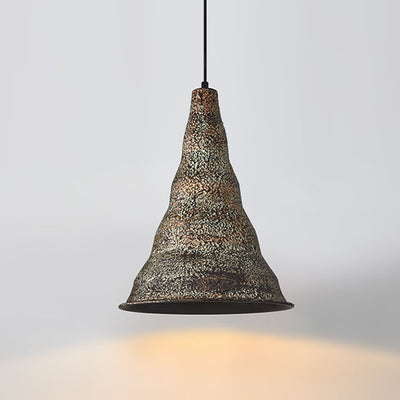 Vintage Industrial Iron Rust Cone Shape 1-Light Pendant Light