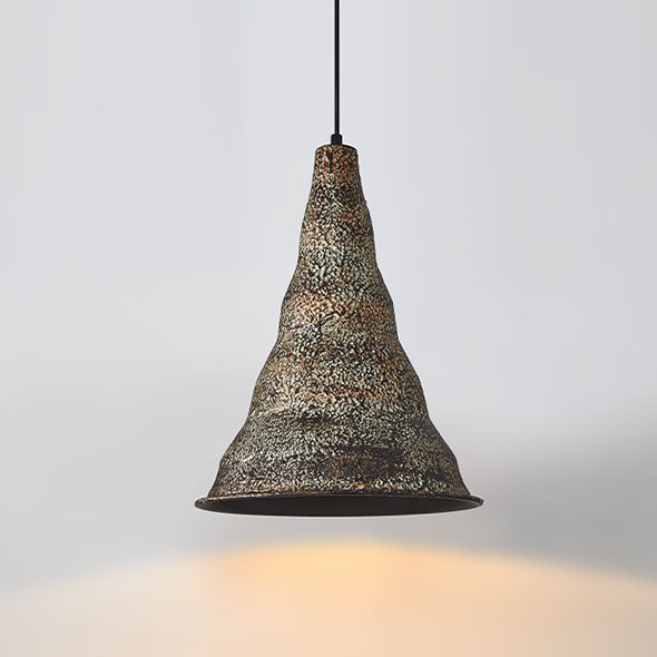 Vintage Industrial Iron Rust Cone Shape 1-Light Pendant Light