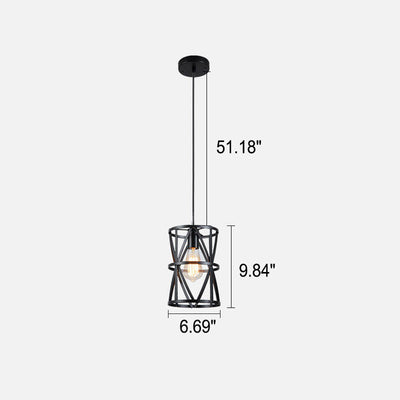Industrial Vintage Iron Geometric Lantern 1-Light Pendant Light