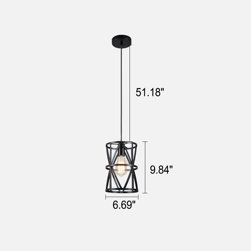 Industrial Vintage Iron Geometric Lantern 1-Light Pendant Light