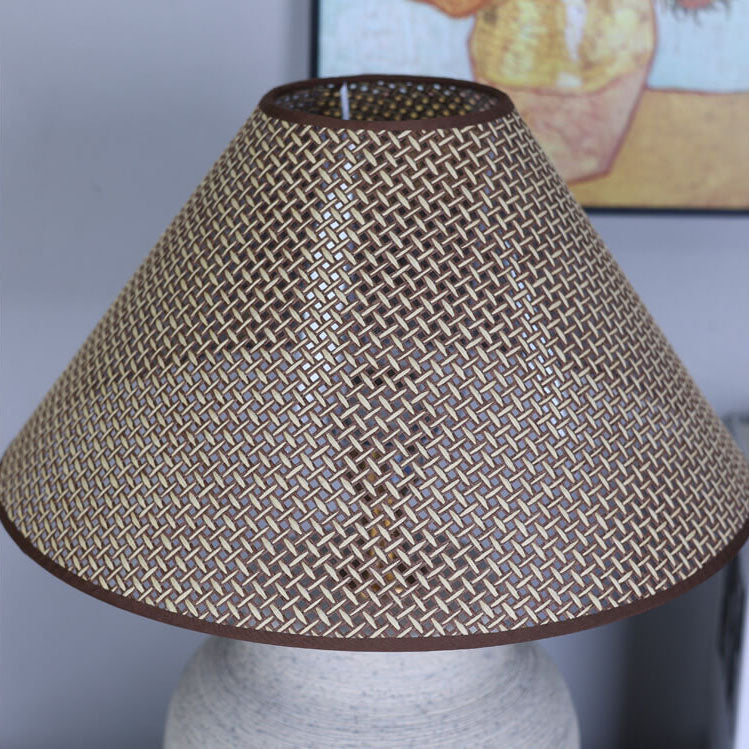 Chinesische Retro-Vase Basis Keramik Leinen 1-Licht Tischlampe 