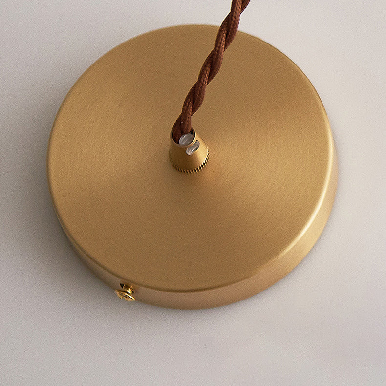 Moderne Einfachheit geripptes Glas Halbkreis Schatten Kupfer 1-Licht Pendelleuchte für Wohnzimmer 