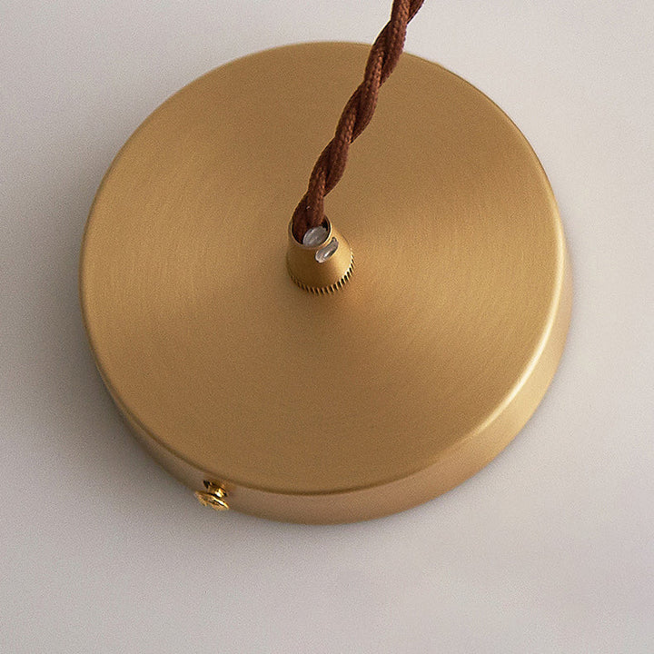 Moderne Einfachheit geripptes Glas Halbkreis Schatten Kupfer 1-Licht Pendelleuchte für Wohnzimmer 