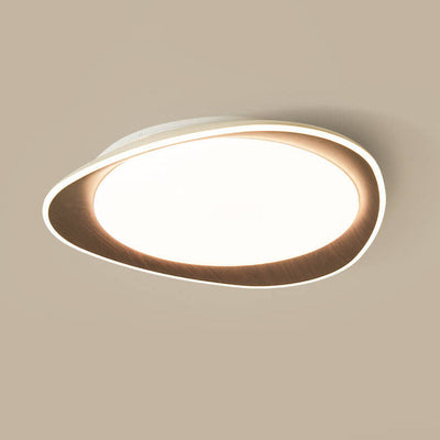 Modern Minimalist Wood Grain Pebble LED Flush Mount Ceiling Light