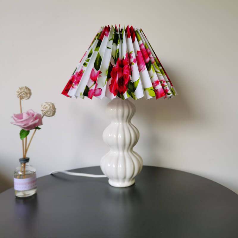 Lampe de Table 1 Lumière en Céramique Plissée Créative Traditionnelle Européenne 
