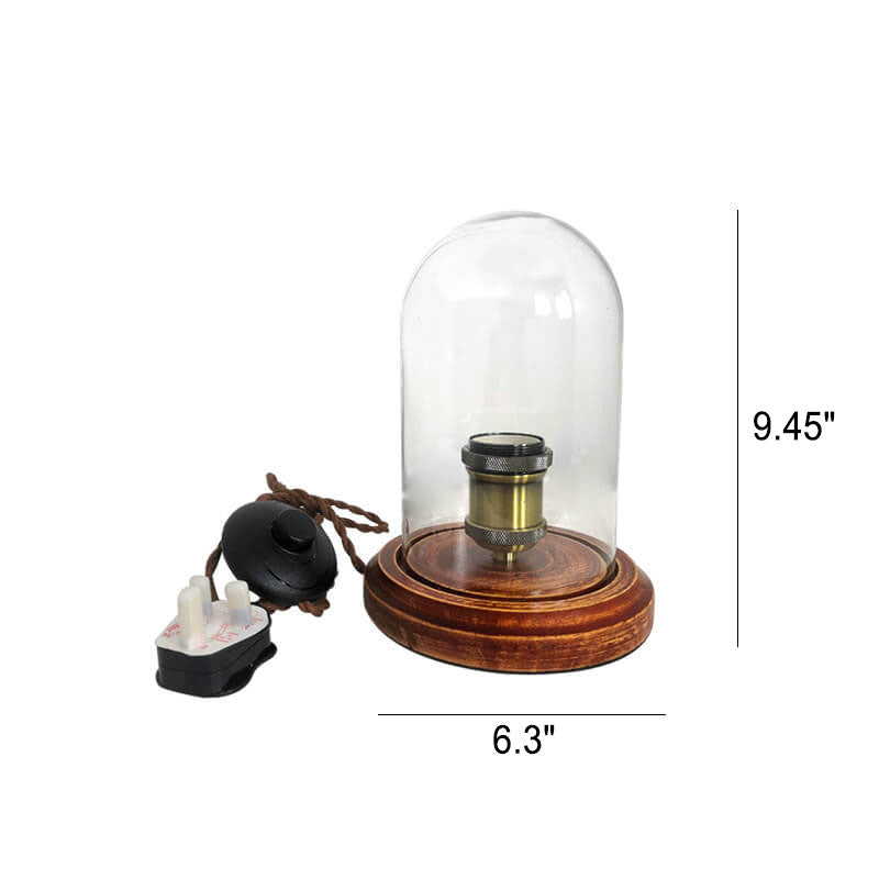 Moderne industrielle Retro-Holz-Kunstglas-Tischlampe mit 1 Leuchte