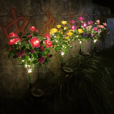 Modern Creative Simulation Azalea Decorative Solar Outdoor Lawn LED Garden Ground Insert Landscape Light