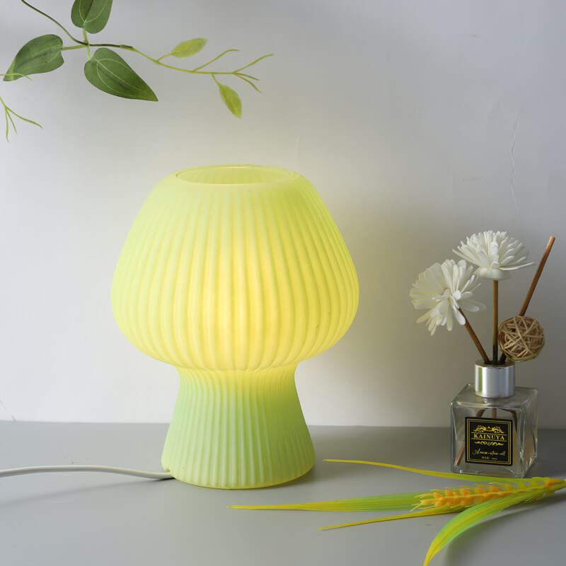 Modern Minimalist Mushroom 1-Light Glass Table Lamp For Bedside