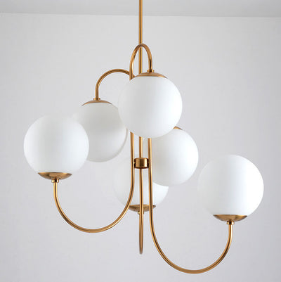 Nordic Light Luxury Minimal 6-Light Iron Glass Chandelier