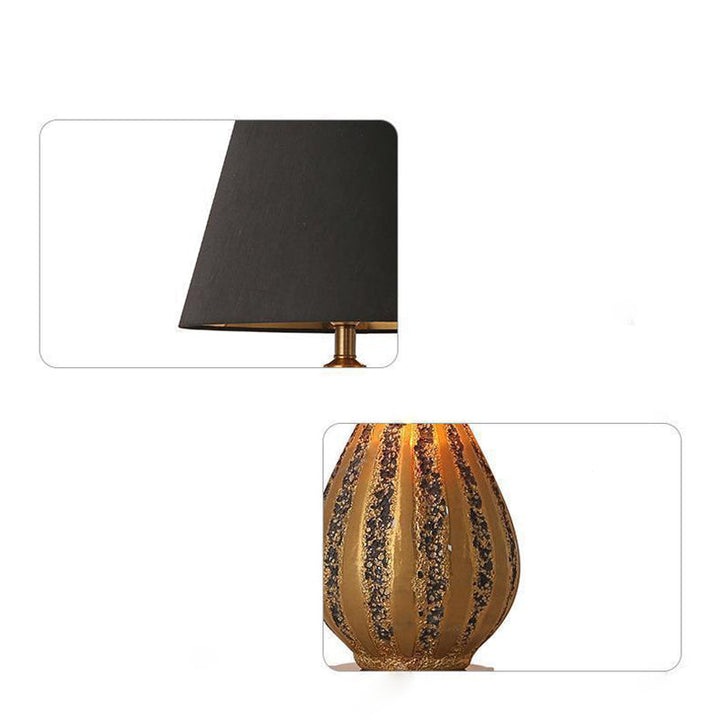 Lampe de table à 1 lumière pour chambre à coucher en céramique trapézoïdale traditionnelle avec base vintage 